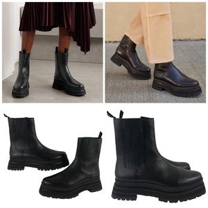 🆕 Loeffler Randall Toni Black Leather Platform Chelsea Boots
